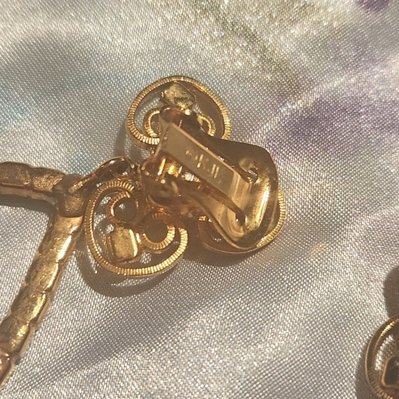 Vintage Kenneth Jay Lane Clip-On Earrings, Pink and Gold - Picture 3 of 5